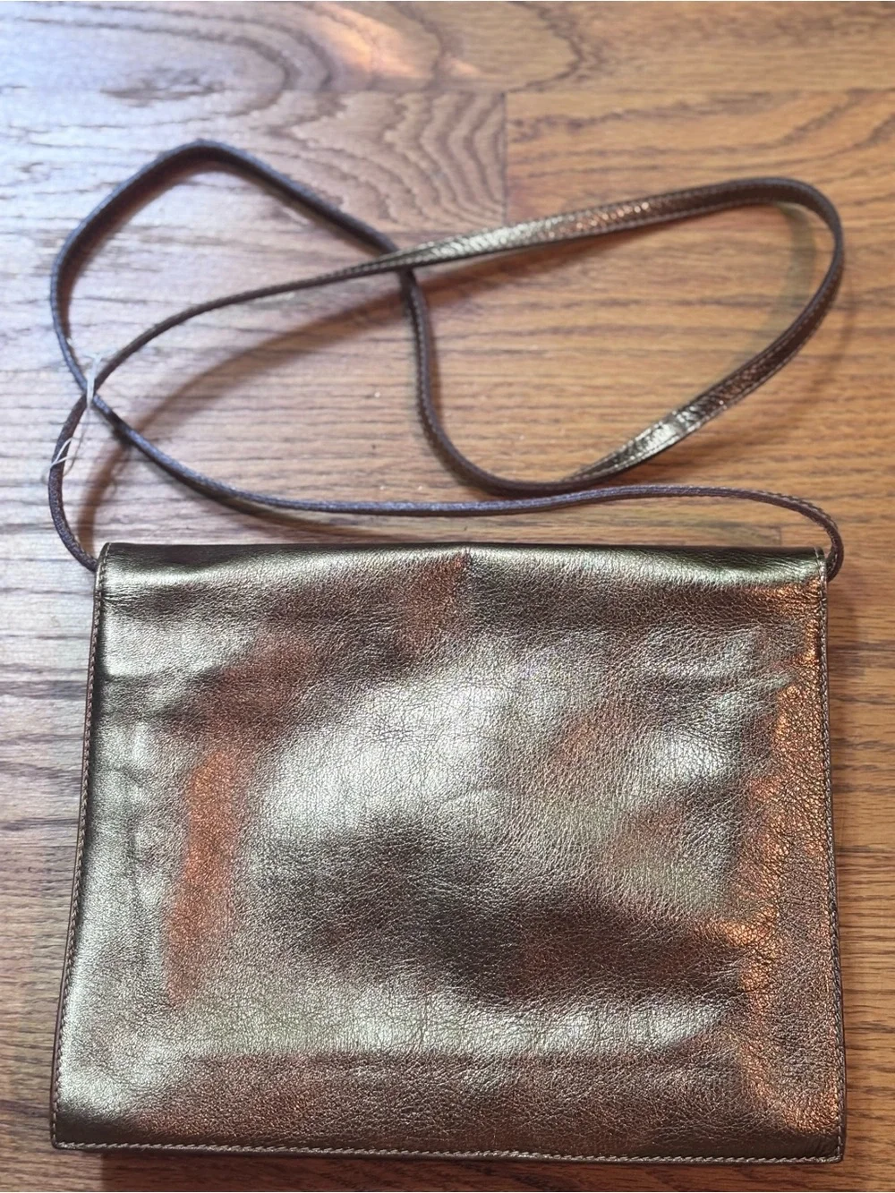 Vintage Furla Metallic Leather Crossbody Clutch Y2K Italian Designer Bag